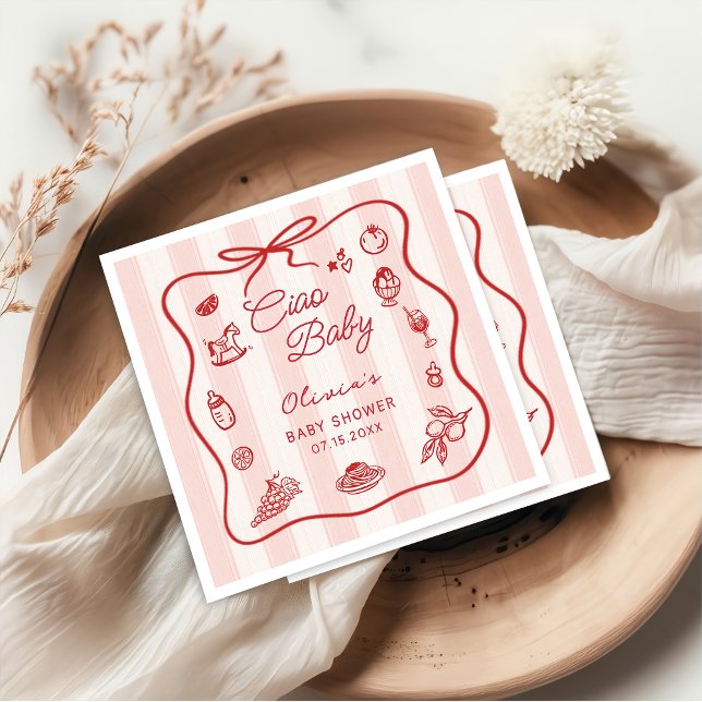 Serviette En Papier Ciao Bambino Baby shower italien citron serviettes (Créateur téléchargé)
