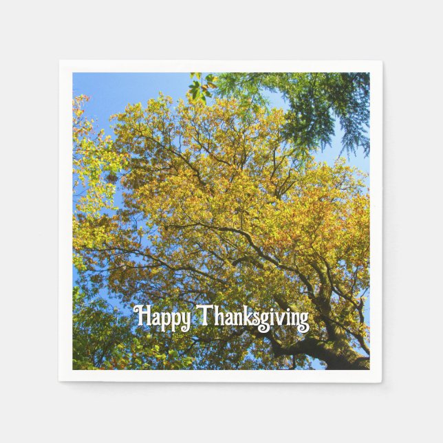 Serviette En Papier Ciel bleu et feuillage d'automne - Thanksgiving pe (Devant)