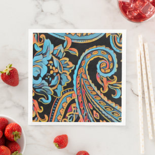 Serviette En Papier Ciel bleu et orange d'automne Vintage Paisley