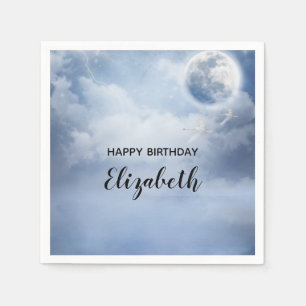 Serviette En Papier Ciel bleu magique avec cygnes volants Anniversaire