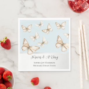 Serviette En Papier Ciel Bleu & Papillons de Mariage 