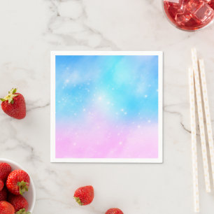 Serviette En Papier Ciel dégradé rose et bleu pastel