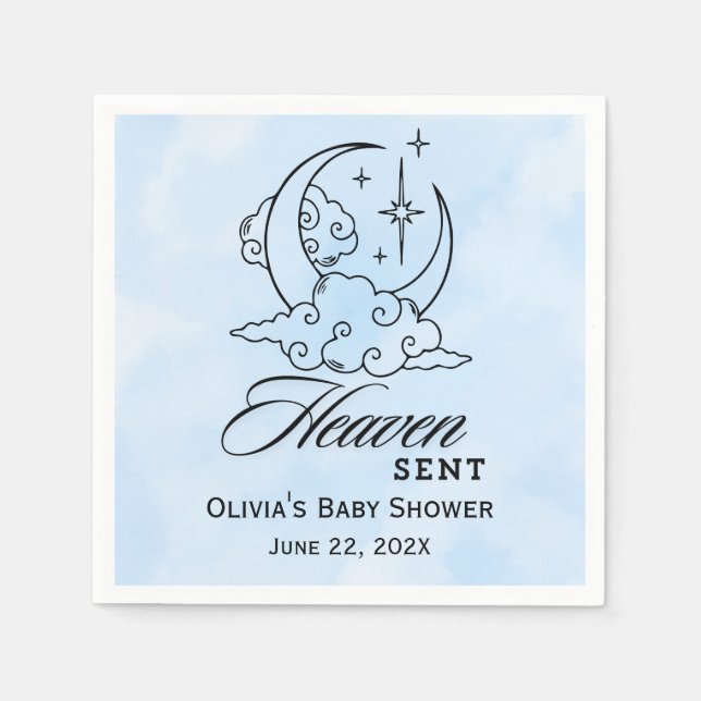 Serviette En Papier Ciel envoyé Baby shower Blue Moon Stars (Devant)