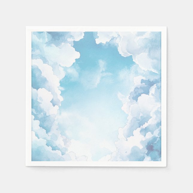 Serviette En Papier Ciel envoyé Baby shower Ciel Bleu Nuages (Devant)