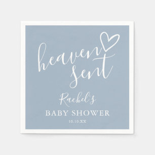 Serviette En Papier Ciel envoyé Script Dusty Blue Boy Baby shower