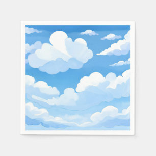 Serviette En Papier Ciel Plein de Nuages Peinture de Ciel Bleu à l'A