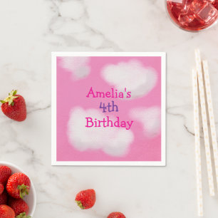 Serviette En Papier Ciel rose et nuages moelleux Anniversaire