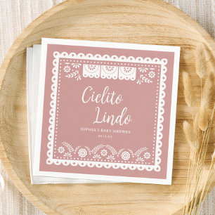 Serviette En Papier Cielito rose Lindo Talavera Baby shower mexicain