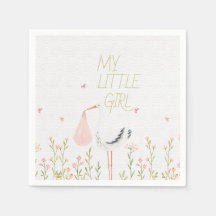 Cigogne aquarelle douce - "Ma petite fille" Bébé