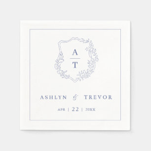 Serviette En Papier Cimetière Mariage Monogram bleu