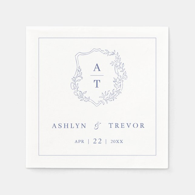 Serviette En Papier Cimetière Mariage Monogram bleu (Devant)