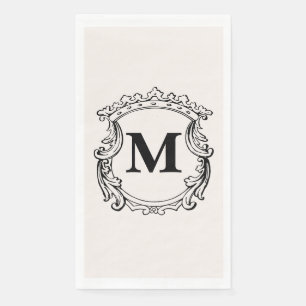 Serviette En Papier Cimier Monogramme Personnalisé Beige