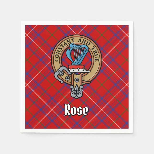 Serviette En Papier Cimier Rose de clan sur Tartan (Devant)