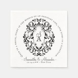 Serviette En Papier Cimier Rustique ivoire Noir Vieux Imprimer Mariage