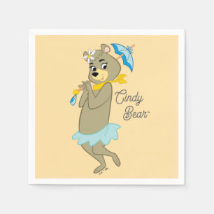 Serviette En Papier Cindy Bear tenant le parasol