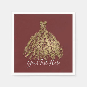 Serviette En Papier Cinnamon Gold Rustic Robe Botanique Fête des marié
