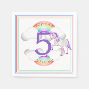 Serviette En Papier Cinq cinquième âge de la licorne Anniversaire arc-