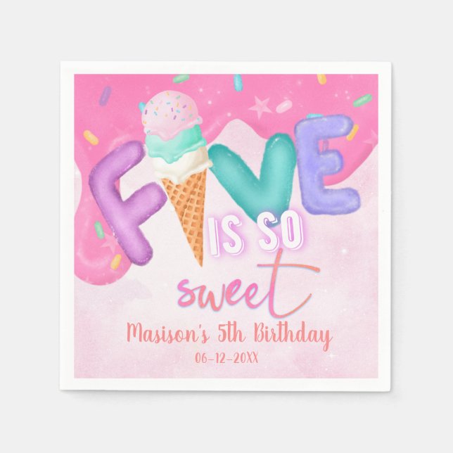 Serviette En Papier cinq est si doux Pink Frosting (Devant)