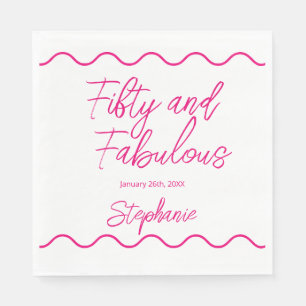 Serviette En Papier Cinquante ans et Fabuleux Script Rose