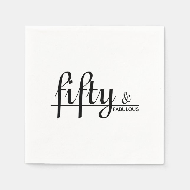 Serviette En Papier Cinquante et FABULEUX Blanc & Noir 50e Anniversair (Devant)
