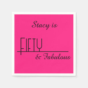 Serviette En Papier Cinquante et fabuleux design Anniversaire noir et 