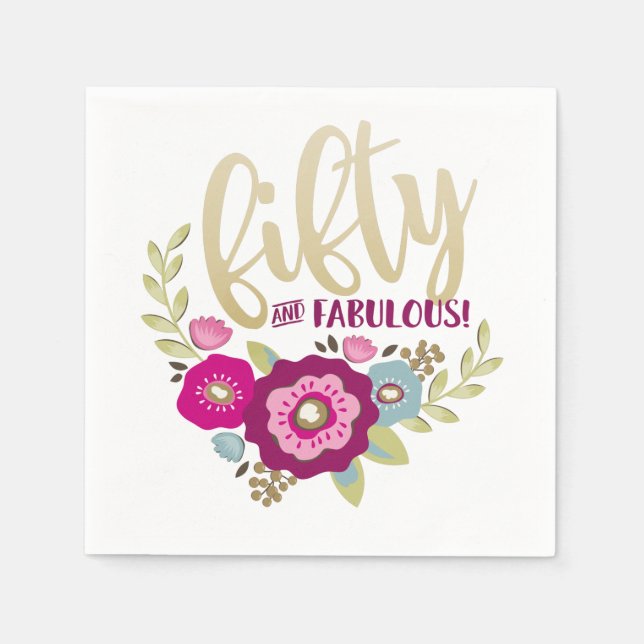 Serviette En Papier Cinquante fabuleux 50e anniversaire (Devant)