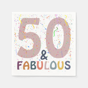 Serviette En Papier Cinquante & Fabuleux Confettis Rose Fête Moderne