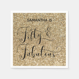 Serviette En Papier Cinquante & Fantastique Calligraphie sur Paillette