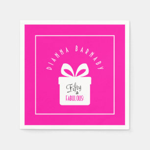 Serviette En Papier Cinquante & FANTASTIQUE Rose Chaud Cadeau Annivers