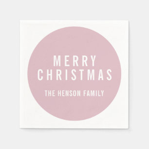 Serviette En Papier Circle moderne Pastel rose Joyeux Noël