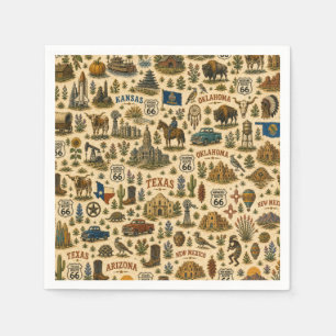 Serviette En Papier Circuit 66 Tableau Tour États