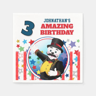Serviette En Papier Cirque d'anniversaire de l'ours polaire 