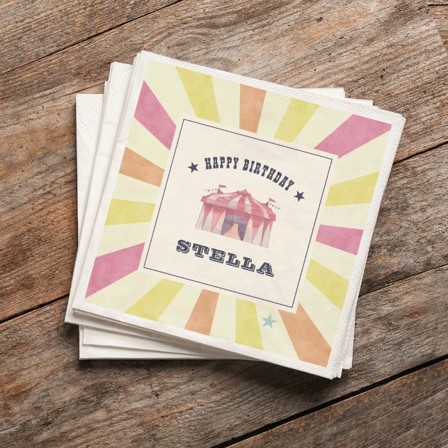Serviette En Papier Cirque vintage Fête d'anniversaire personnalisée (Créateur téléchargé)