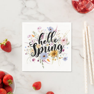 Serviette En Papier Citation Bonjour Printemps 