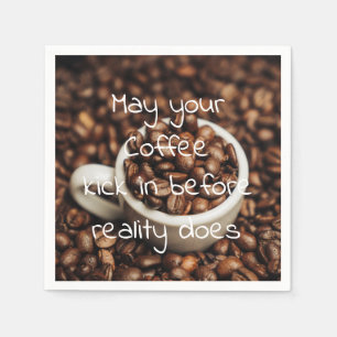 Serviette En Papier Citation de café amusante / Fèves de café