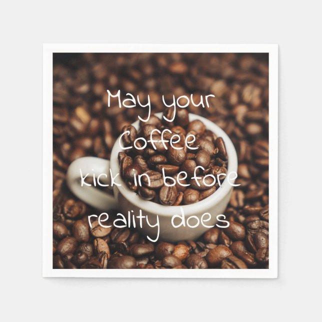 Serviette En Papier Citation de café amusante / Fèves de café (Devant)