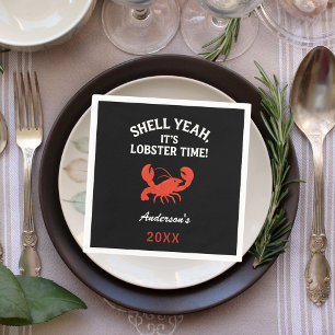 Serviette En Papier Citation de la fête du homard rouge nom rétro noir