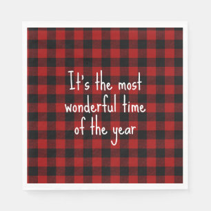Serviette En Papier Citation de Noël sur Buffalo Plaid