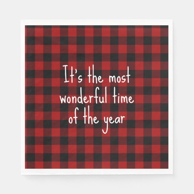 Serviette En Papier Citation de Noël sur Buffalo Plaid (Devant)
