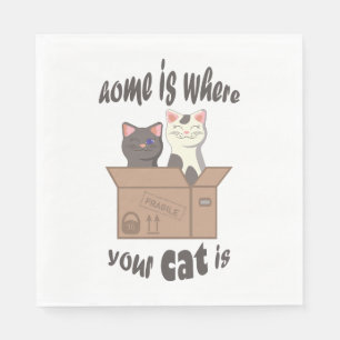 Serviette En Papier Citation drôle Accueil est où est votre chat