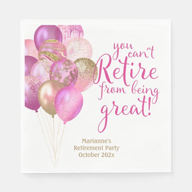 Serviette En Papier Citation drôle de retraite rose (Devant)