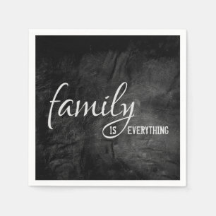 Serviette En Papier Citation Inspirante de Famille sur Cuir Noir