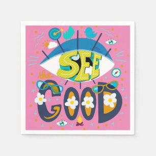 Serviette En Papier Citation inspirante positive rose d'été vibrant