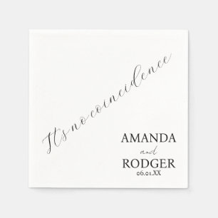 Serviette En Papier Citation Joli Script Mariage Noir et Blanc Serviet