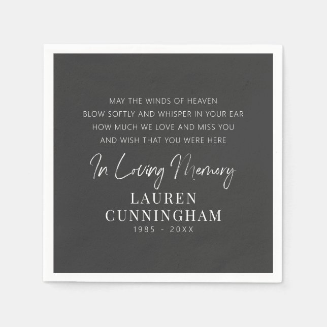 Serviette En Papier Citation Memorial Moderne Élégant Simple Chic (Devant)