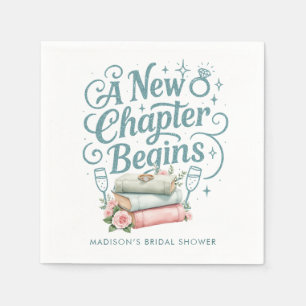 Serviette En Papier Citation Nouveau Chapitre Teal Pailleté Shower de 