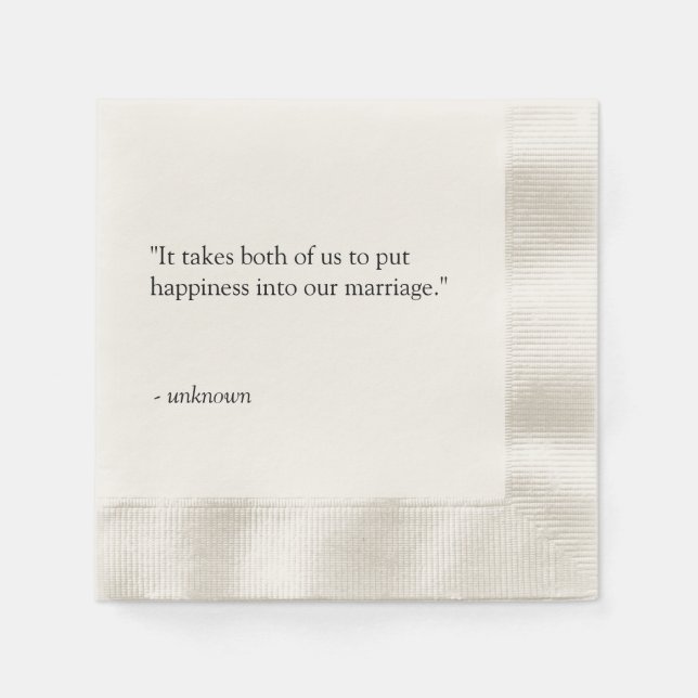 Serviette En Papier Citation personnalisée ou Chanson Lyrique Mariage  (Devant)