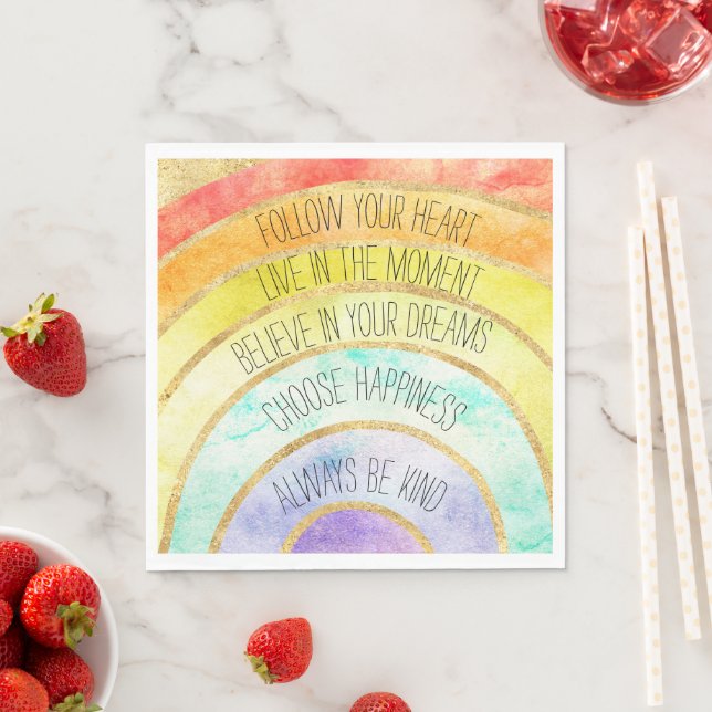 Serviette En Papier Citations Inspiration Arc-en-ciel (En situation)