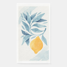 Serviette En Papier Citron aux feuilles bleues illustration botanique