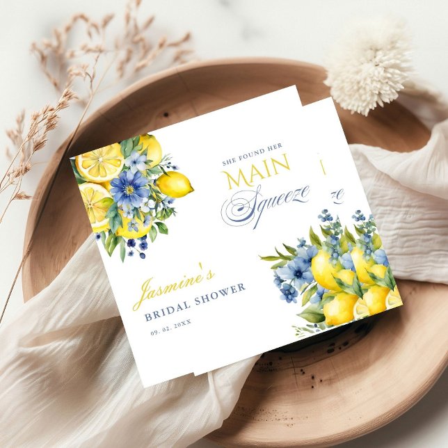 Serviette En Papier Citron bleu floral Fête des mariées (Créateur téléchargé)